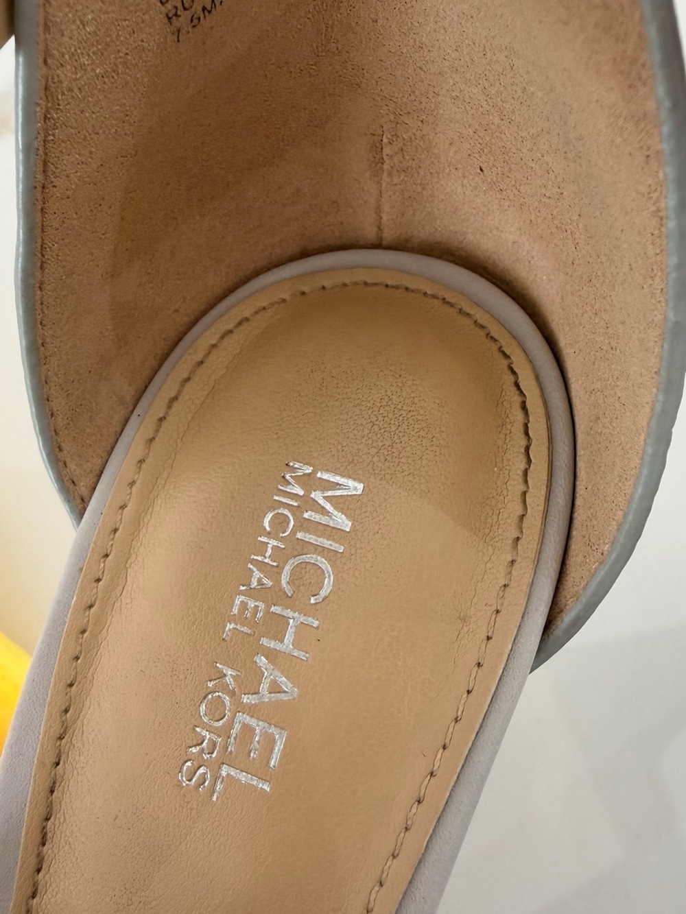 MICHAEL Michael Kors Light Gray Perforated Peep-Toe Ankle Strap Heels - Picture 2 of 7